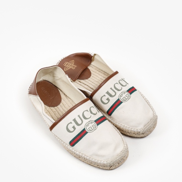 Gucci White Web Accent Canvas Espadrilles - Picture 1 of 12